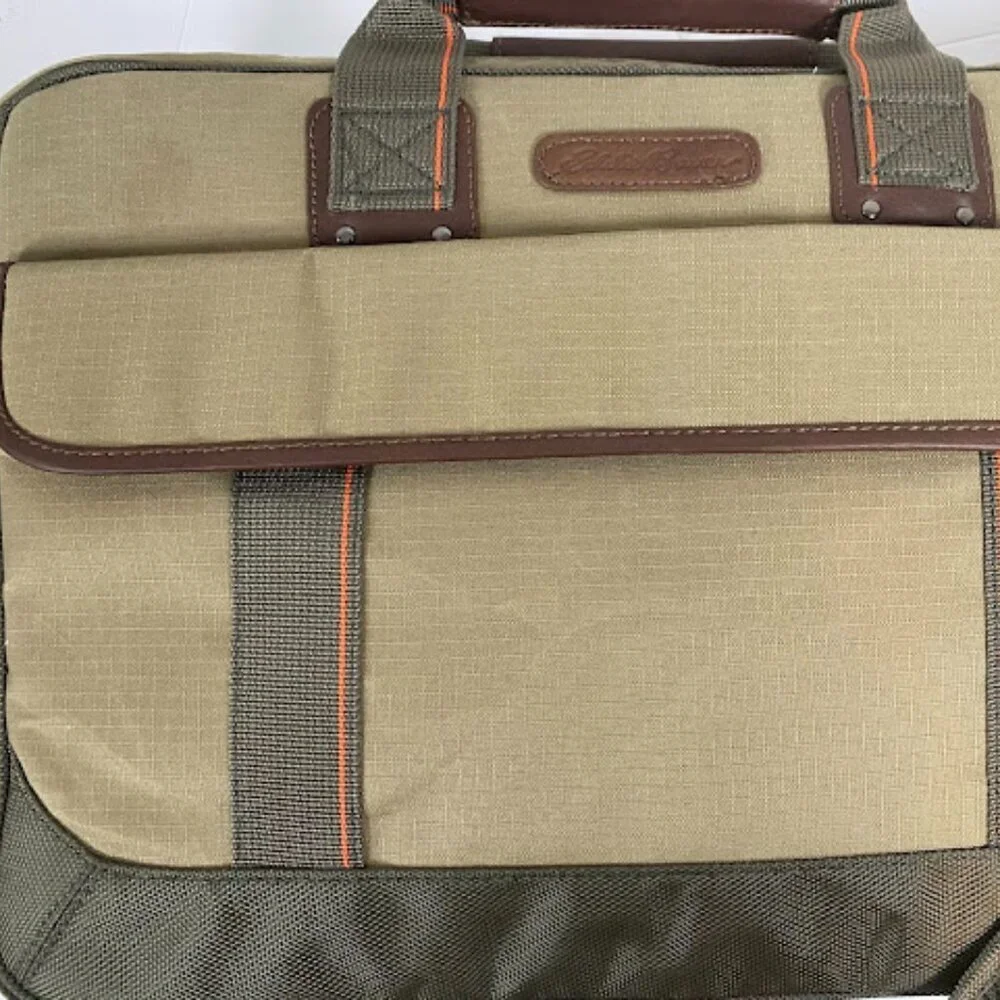 Eddie Bauer Khaki Woven Canvas Briefcase Laptop Sleeve Bag New with Tag (NWT)